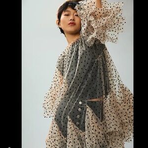 Maeve Sheer Heart & Ruffle Mini Dress